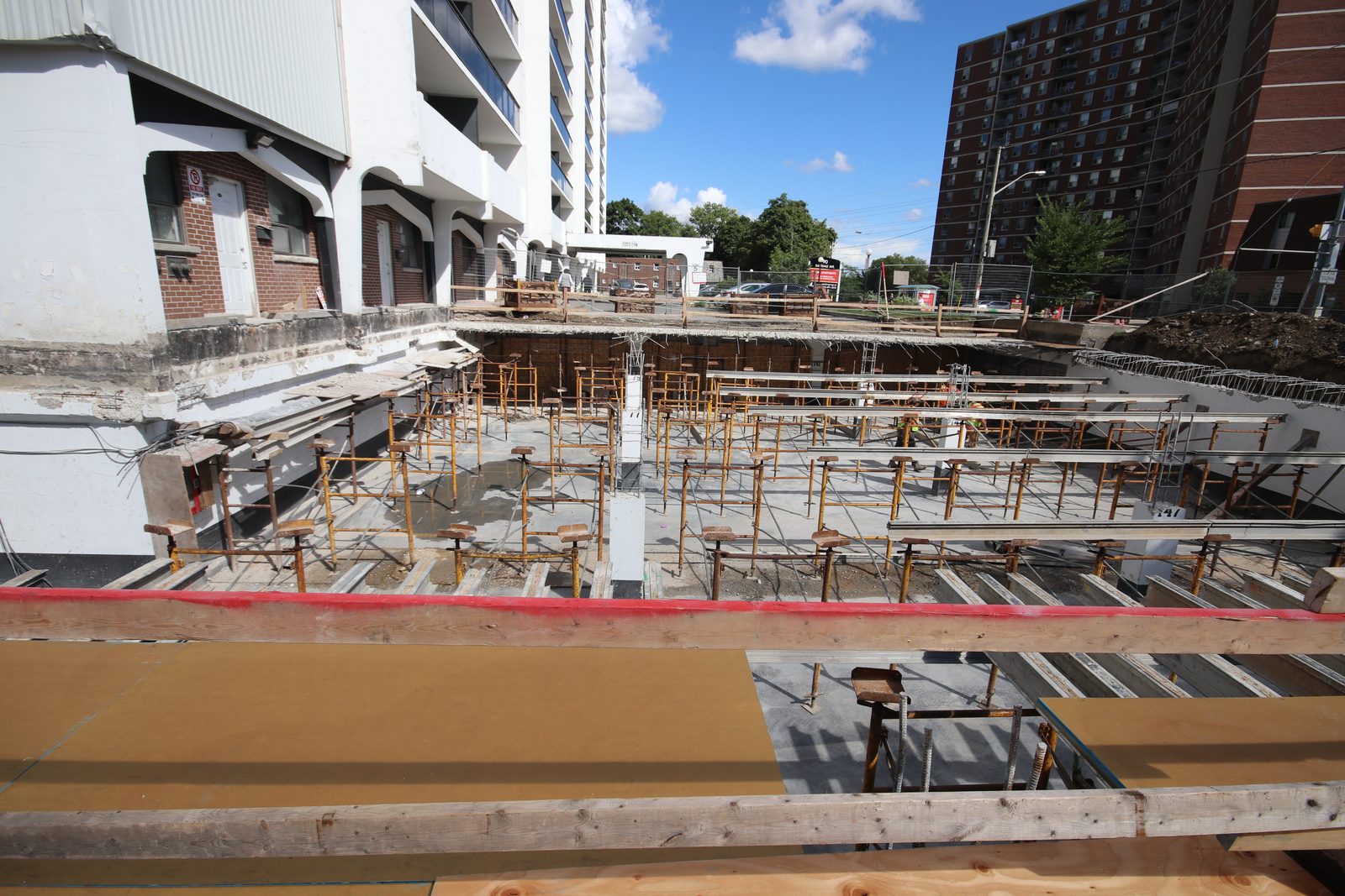 Reinforcing steel placed across the new Eastdale Avenue structural slab